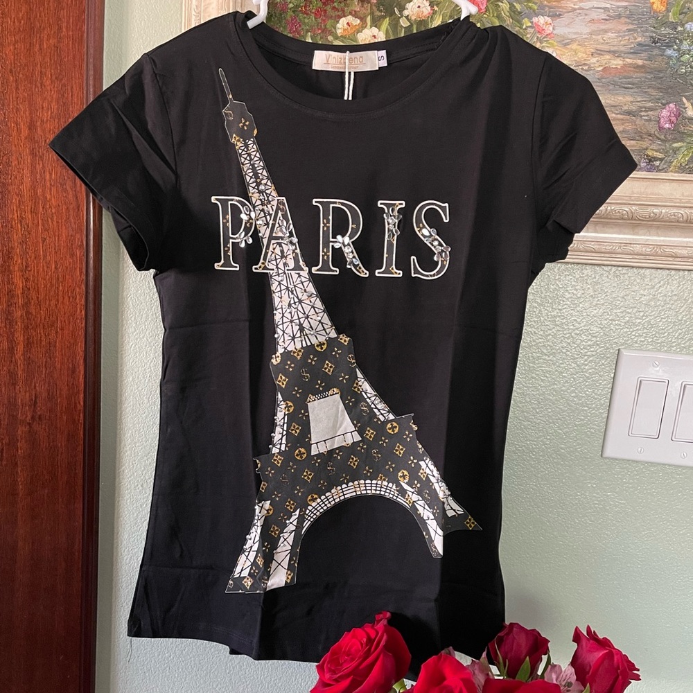 Paris Effiel Tower Black Women Shirt New 💕